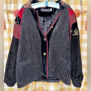 VTG Canvas Backs beautiful button up velvet patchwork jacket/coat EUC